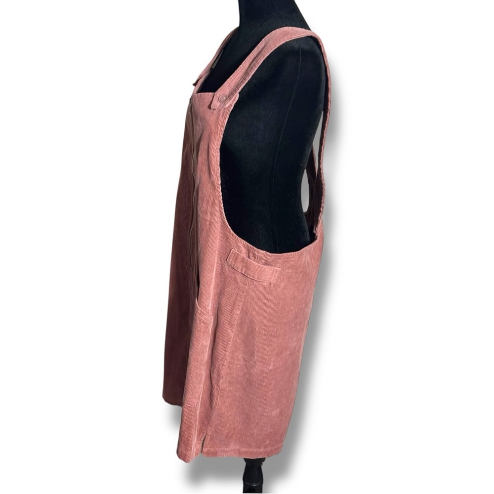 Wild Fable Dusty Rose Corduroy Zip Front/Pockets Sleeveless Overall Mini Dress - Picture 6 of 16